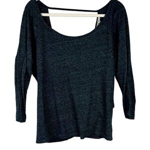 American Eagle Outfitters Women’s Gray 3/4 Sleeve Wrap Back Top Large